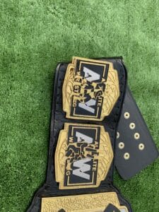 AEW Tag Team Championship Belt black leather strap – 52 inch adjustable snap closure