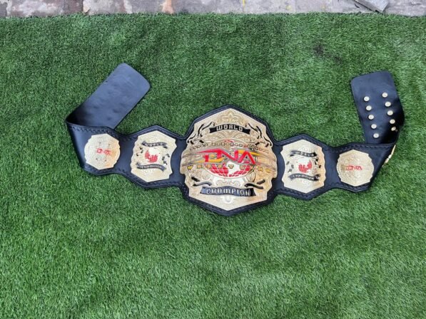 TNA World Heavyweight Championship Belt –Gold Plated–4mm zinc–Real Leather strap