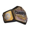 Side view of WWE United States Championship Belt showing 4mm thick zinc plates and strap construction
