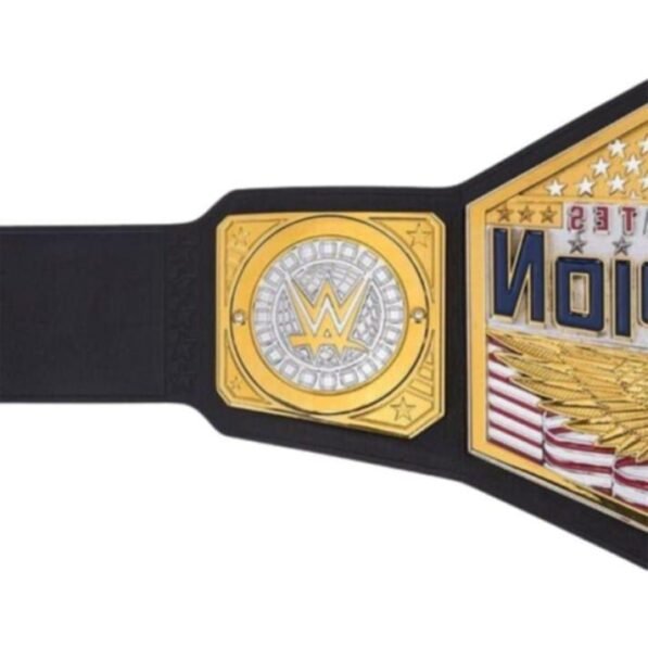 Premium synthetic leather strap of WWE United States Championship Belt with smooth backing and championship hardware