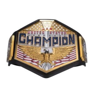 WWE United States Championship Replica Belt with eagle design, dual-tone gold silver plating and black leather strap