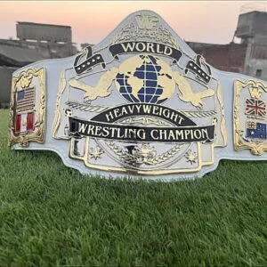 WWF andre 87 belt gold championship replica with 4mm zinc plates and tooled leather strap wrestling