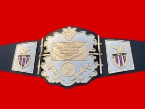 AWA World Heavyweight Wrestling Champion Belt Replica full view 24k gold plated handcrafted leather strap
