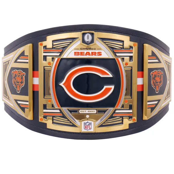 Chicago Bears WWE championship belt close plate view zinc alloy etching
