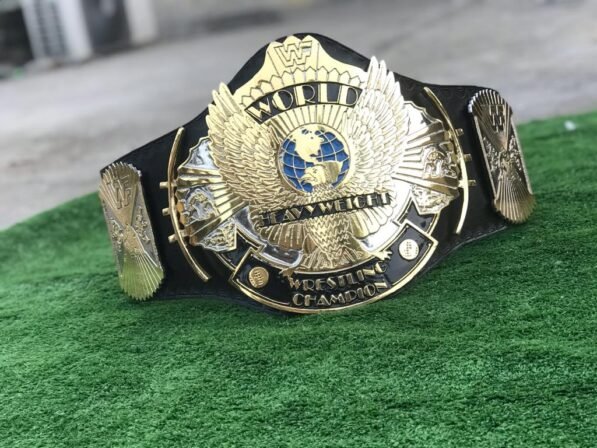 WWF Winged Eagle Belt Center Plate Skull Serpent Etching Red Logo Champion Banner