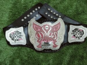 WWE Divas championship belt replica butterfly design 4MM zinc silver plates pink enamel leather strap Absolute Belts