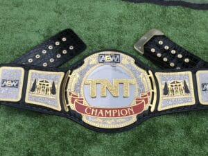 AEW TNT Replica Belt black leather strap – gold button snaps 50 inch length