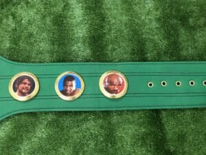 WBC replica belt signature green leather strap adjustable gold clasp 50 inch championship