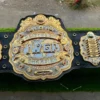 IWGP heavyweight V4 replica belt plate close up CNC etched gold zinc stones