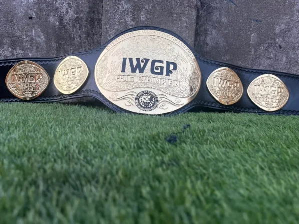 IWGP tag team championship replica full view gold zinc plates leather strap 50 inch