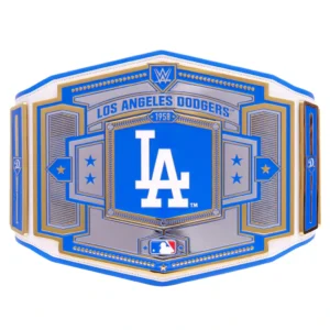 Los Angeles Dodgers WWE Legacy Title Belt close-up zinc plate with deep etching and plated finish