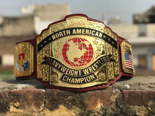 NWA North American Championship Belt Gold Plated Full View