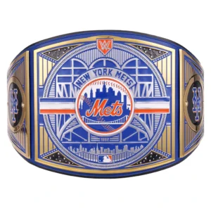 New York Mets Championship Belt close-up 4mm zinc plate with deep etching and plated finish