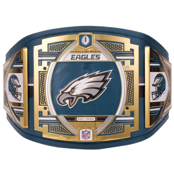 Philadelphia Eagles WWE championship belt close plate view zinc alloy etching