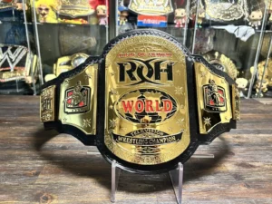 ROH television championship replica full view 4mm zinc gold plated leather strap