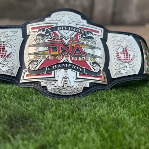 TNA X Division replica belt full view silver finish