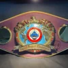 WBO replica belt for sale full view chrome 3D plates genuine cowhide leather strap