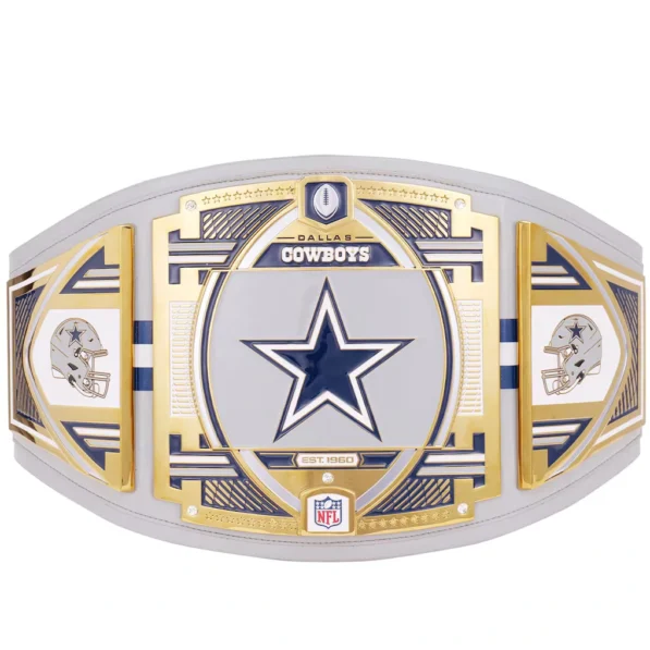Dallas Cowboys belt close plate view zinc alloy etching detail championship