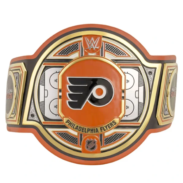 WWE Philadelphia Flyers championship belt close plate zinc alloy etching detail