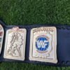 WWF European Belt Genuine Black Leather Strap Hand Stitched 50 Inch Length