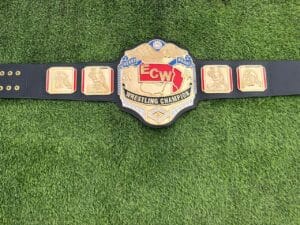 ECW world heavyweight championship belt full view gold plated zinc replica