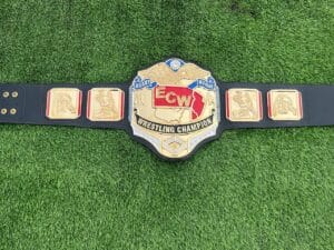ECW world heavyweight championship belt full view gold plated zinc replica