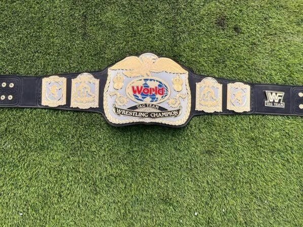 🏆 WWF World Tag Team Wrestling Championship Belt – 4mm Zinc Gold Plated (Classic 1980s–90s Design)