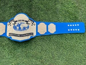 NWA World Tag Team Belt Royal Blue Cowhide Leather Strap View
