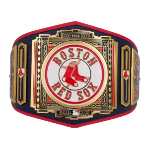 Boston Red Sox WWE Legacy Title Belt close-up zinc plate with custom etching and shine