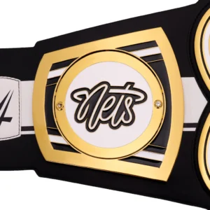 WWE Brooklyn Nets championship belt genuine hand tooled leather strap 52 inch adjustable fit