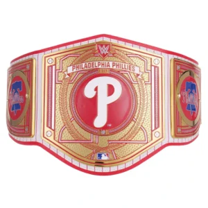 Philadelphia Phillies WWE Legacy Title Belt close-up zinc plate with custom etching detail