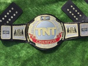AEW TNT Replica Belt black leather strap – gold button snaps 50 inch length