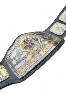 AWA Southern Tag Team Championship Replica close up gold plated zinc plate etching detail