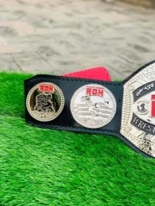 ROH pure championship replica custom side plates gold plated zinc dual plate view