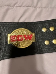 ECW world heavyweight replica belt hand tooled cowhide leather strap 52 inch