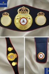 WBA replica belt dual custom side plates 4mm gold plated World Boxing Association detail