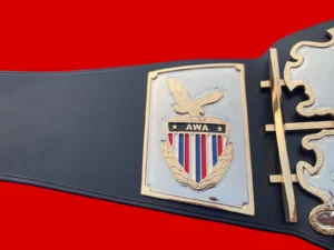 AWA World Heavyweight Wrestling Champion Belt Replica custom side plates 24k gold plated zinc detail