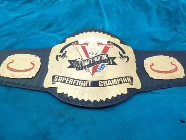 Old UFC SuperFight Championship Belt 2mm full length 50 inches all plates visible