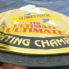 Old UFC SuperFight championship belt main center plate with chrome finish detail