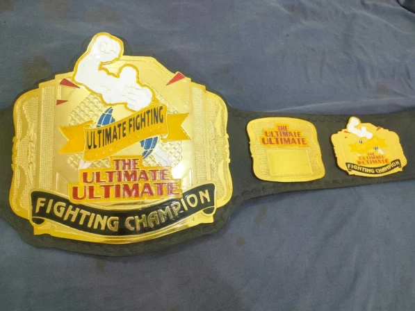 UFC SuperFight championship belt side plates with zinc construction and chrome finish