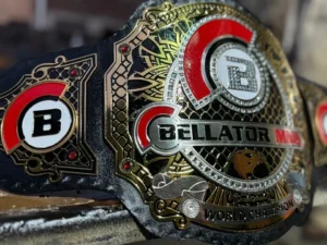 Bellator MMA Championship Belt genuine black leather strap adjustable heavyweight replica