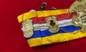 Muhammad Ali Ring Magazine Championship Belt custom side plates gold dual plate detail