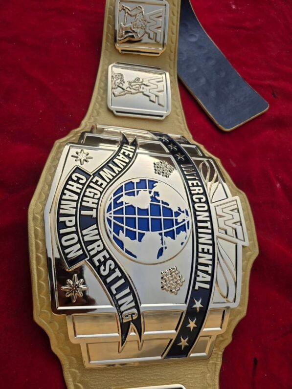 WWF intercontinental belt center plate design 4mm brass gold plating championship wrestling detail replica attitude era