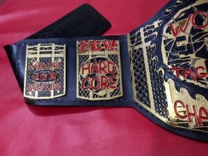 ECW World Tag Team Championship Belt WWE Hardcore Edition custom side plates detail