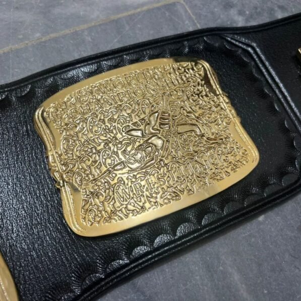 WCW championship belt side plates 4mm brass construction with gold finish detail