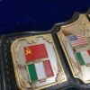 Hulk Hogan belt side plates with golden tips and authentic 1985 WWF championship design