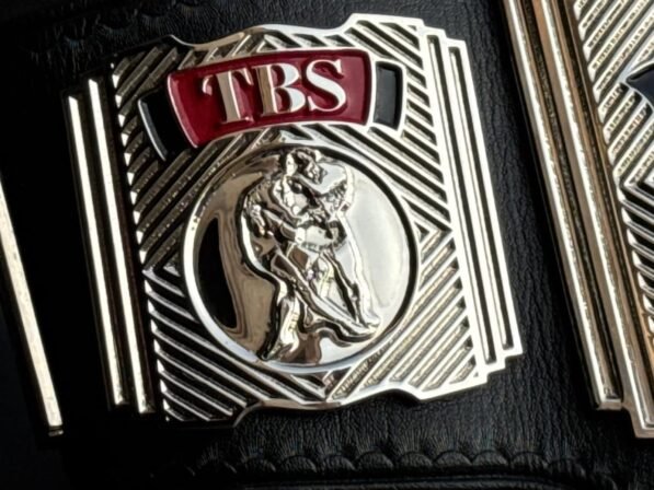 WCW Television Championship Belt side plates with gold plating and authentic championship detailing