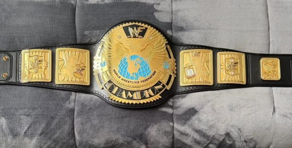 Front view of Big Eagle WWF Belt showing iconic eagle design and gold finish