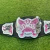 Complete WWE Divas Women Championship Replica Belt showing center plate, side plates and genuine cowhide leather strap