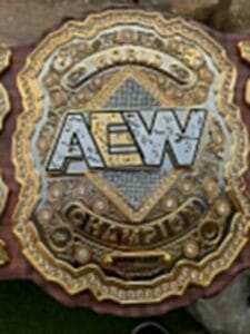 AEW MJF World Championship Belt close plate – CZ stones gold silver AEW logo etching